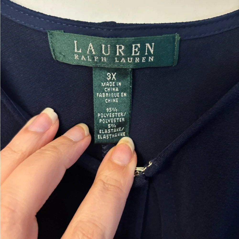 Lauren Ralph Lauren Navy Blue Keyhole Matte Jersey Tunic - 3X - Picture 2 of 6